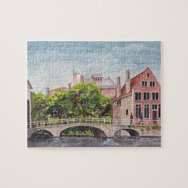 Puzzle Peinture aquarelle de Bruges par Farida Greenfield (Horizontal)