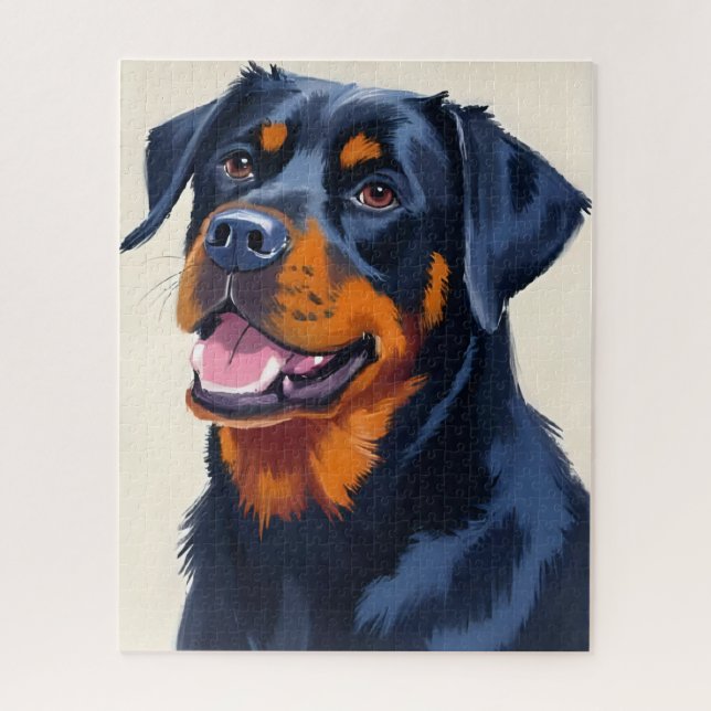 Puzzle Peinture aquarelle de chien Rottweiler (Vertical)