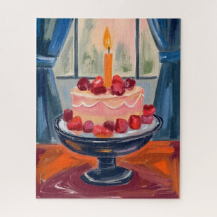 Puzzle Peinture aquarelle de gâteau d'anniversaire aux fr