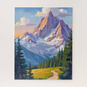 Puzzle Peinture aquarelle de la chaîne de montagnes de la