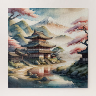 Puzzle Peinture aquarelle de l'ancien village japonais