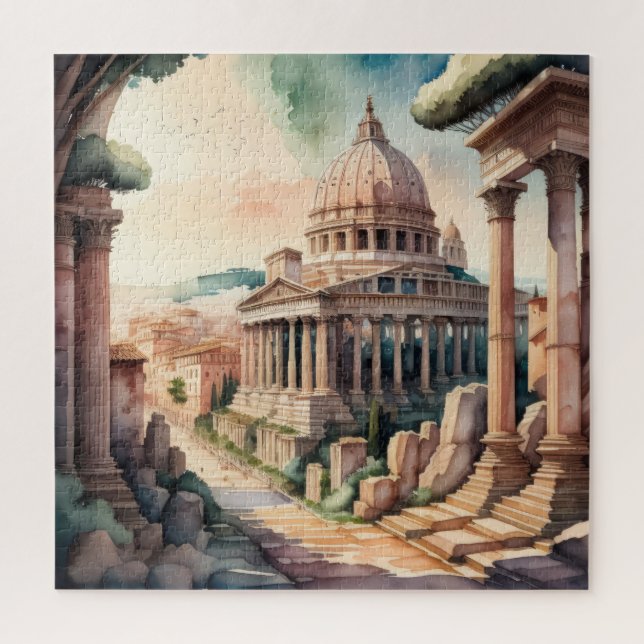 Puzzle Peinture aquarelle de Rome antique (Vertical)