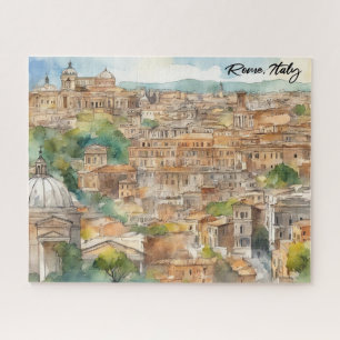 Puzzle Peinture aquarelle de Rome Italie vue panoramique