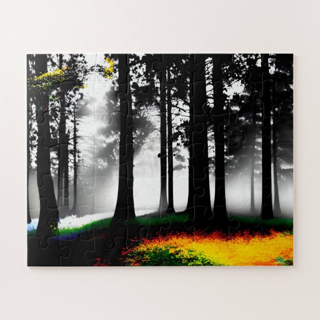 Puzzle Peinture arc-en-ciel sur Silhouette pour enfants (Horizontal)