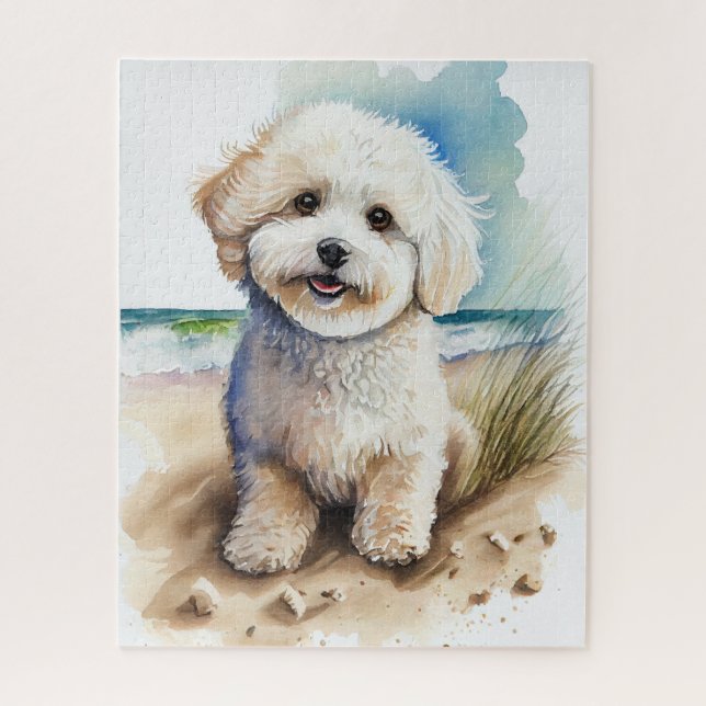 Puzzle Peinture artistique de chien Bichon Frise (Vertical)