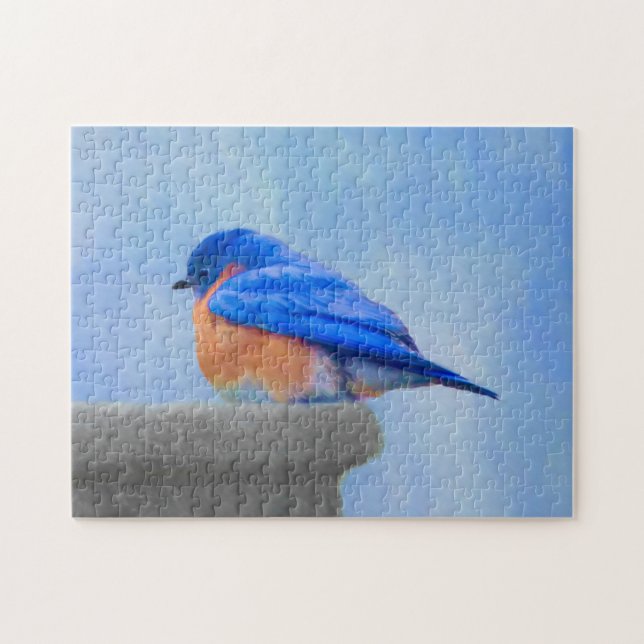 Puzzle Peinture Bluebird - Art original pour oiseaux (Horizontal)