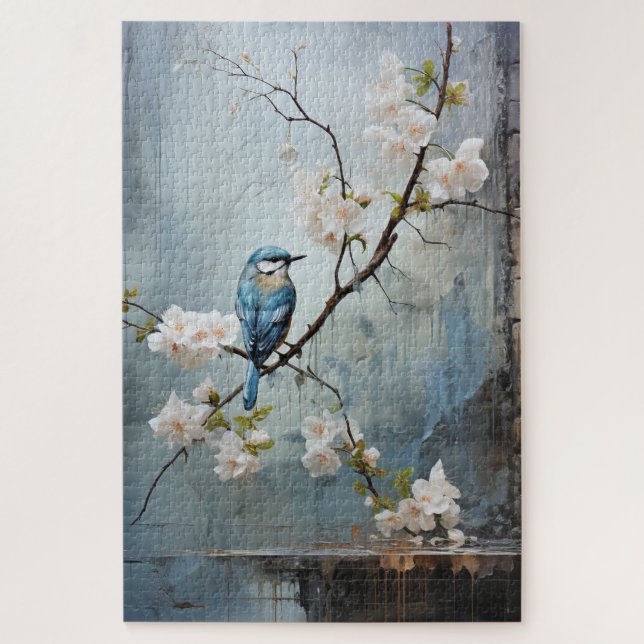 Puzzle Peinture chinoise avec des oiseaux et des fleurs b (Vertical)