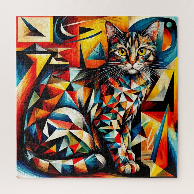 Puzzle Peinture Cubiste Abstraite Chat (Vertical)