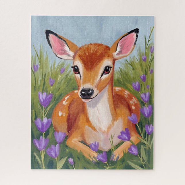 Puzzle Peinture d'animal de faon de cerf nouveau-né (Vertical)