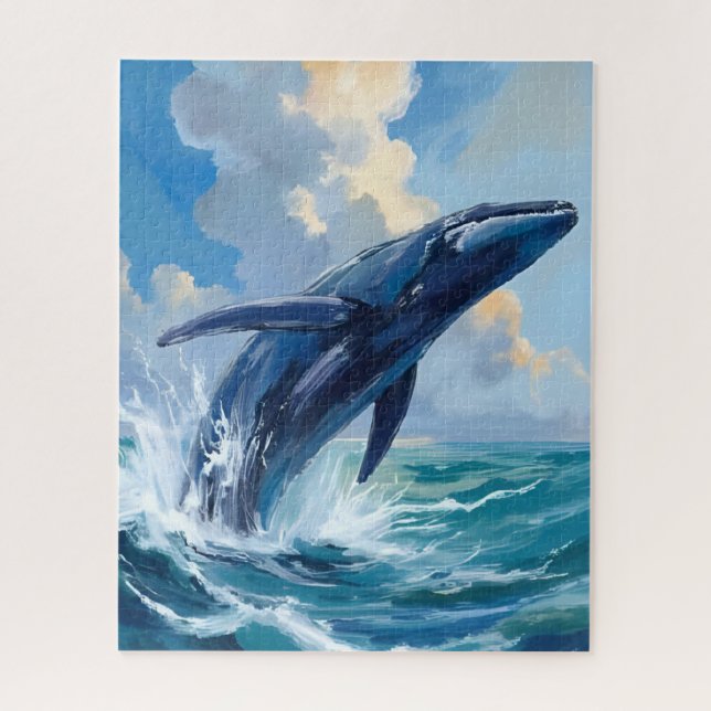 Puzzle Peinture d'animaux océaniques de baleine bleue (Vertical)