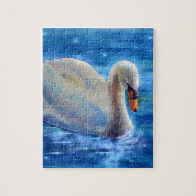 Puzzle Peinture d'aquarelle blanche pour cygne (Vertical)