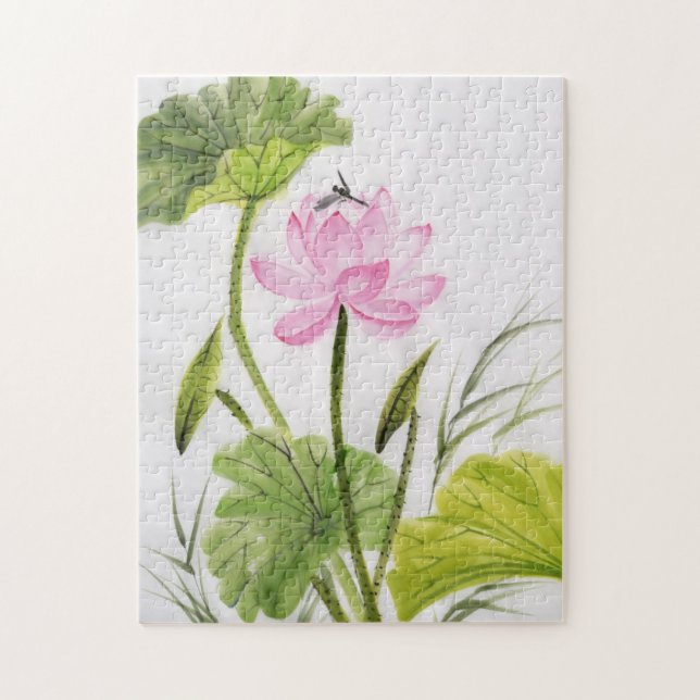 Puzzle Peinture d'aquarelle de la fleur de Lotus 2 (Vertical)