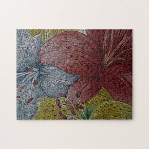 Puzzle peinture d'art moderne de fleurs de lys colorées