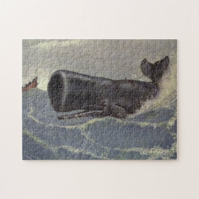Puzzle Peinture de baleines à sperme Vintage (1909) (Horizontal)