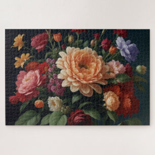 Puzzle Peinture de bouquet floral sur Arrière - plan fonc