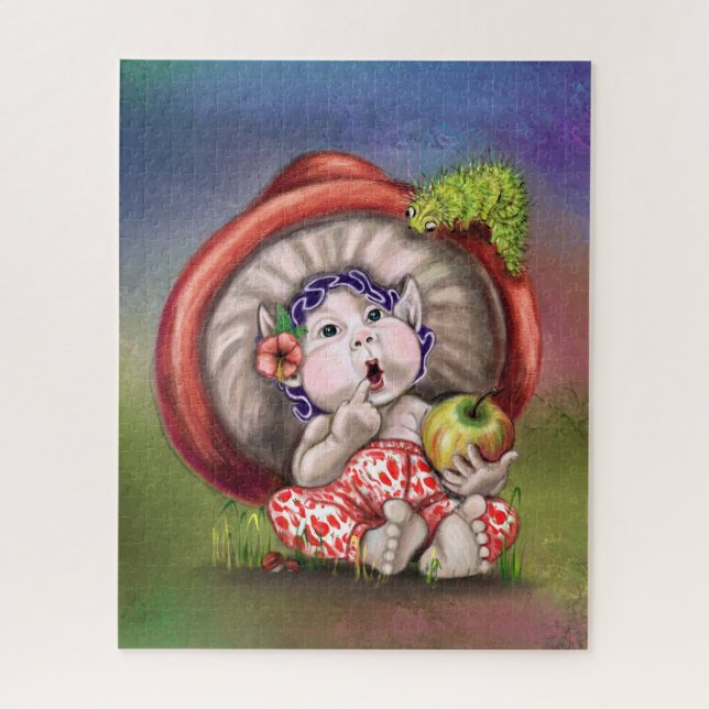 Puzzle Peinture de casse-tête de champignon et de chenill (Vertical)