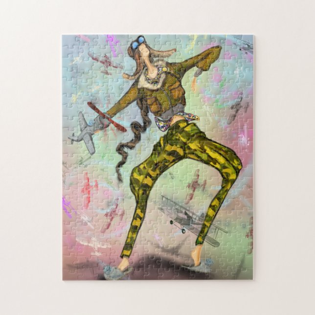 Puzzle Peinture de casse-tête de pilote de fille (Vertical)