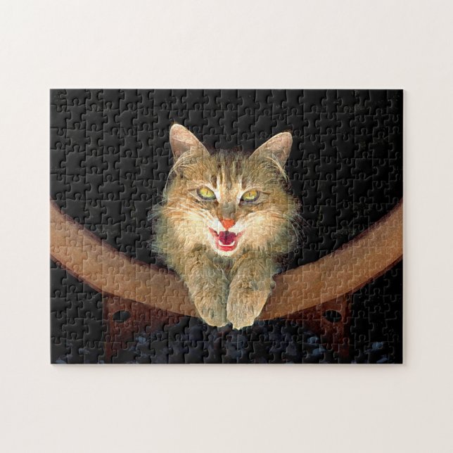 Puzzle Peinture de chat fou - Joli art de chat original (Horizontal)