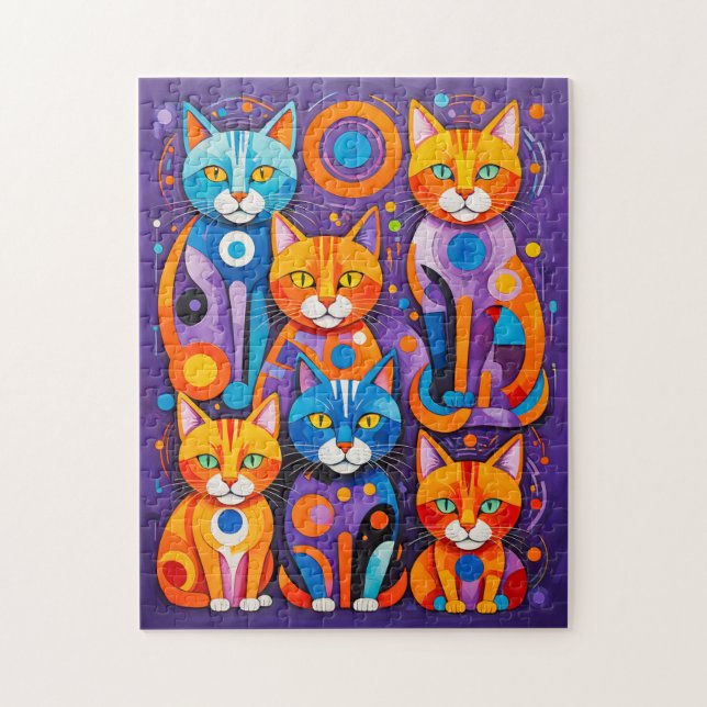 Puzzle Peinture de chats géométriques abstraits (Vertical)