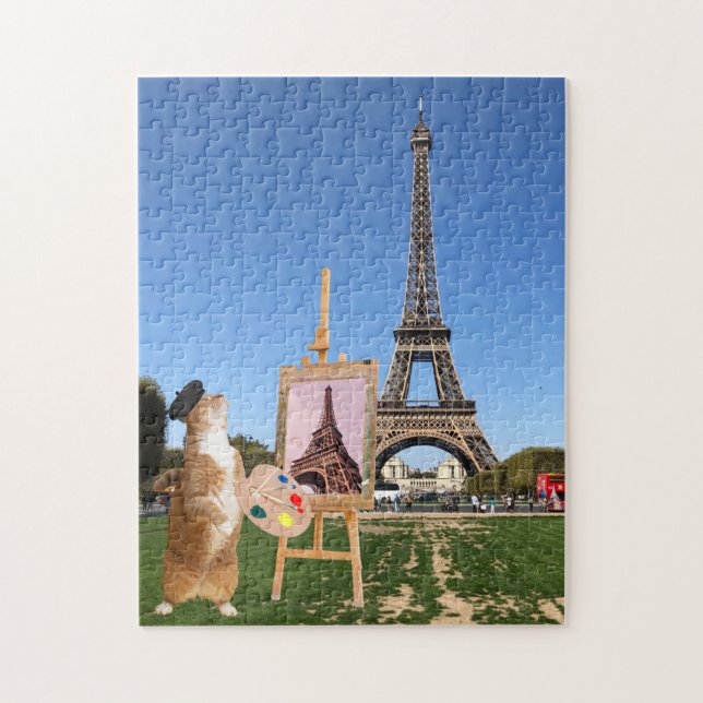 Puzzle Peinture de chats Tour Eiffel Paris France Voyage (Vertical)