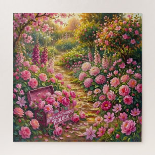 Puzzle Peinture de chemin de jardin fleuri rose rêveur