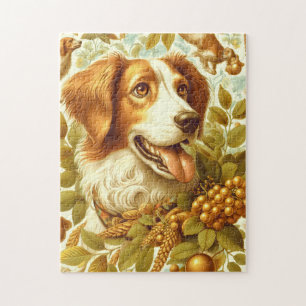 Puzzle Peinture de chien breton vintage