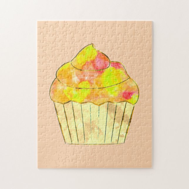 Puzzle Peinture de cupcake à l'aquarelle  (Vertical)