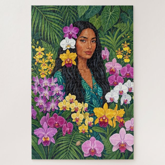 Puzzle Peinture de dame d'orchidée tropicale Xlrg (Vertical)