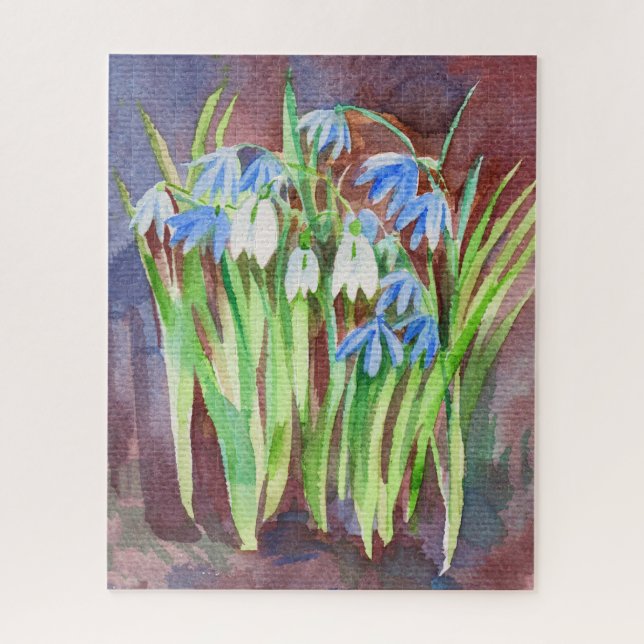 Puzzle Peinture de fleurs de printemps bleu de la Sibérie (Vertical)