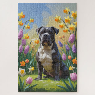 Puzzle Peinture de fleurs printanières de chien Cane Cors