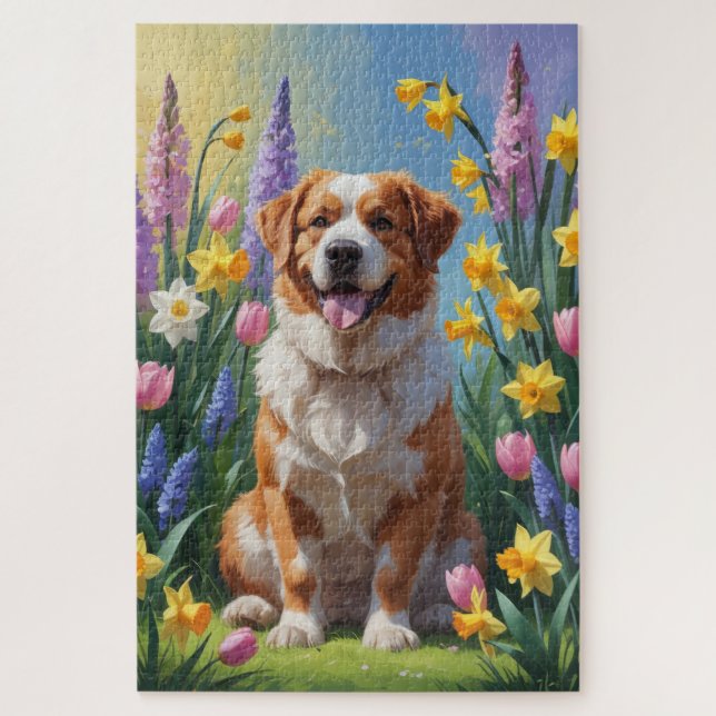Puzzle Peinture de fleurs printanières de Grand Bouvier S (Vertical)