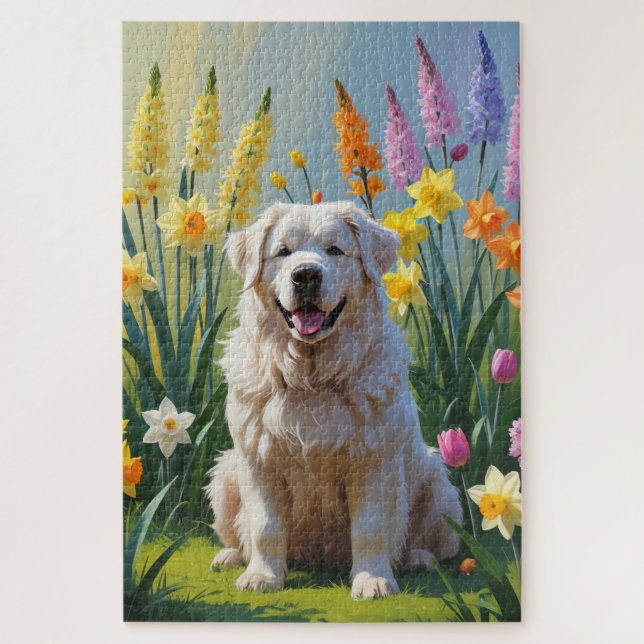 Puzzle Peinture de fleurs printanières du Grand Pyrenees (Vertical)