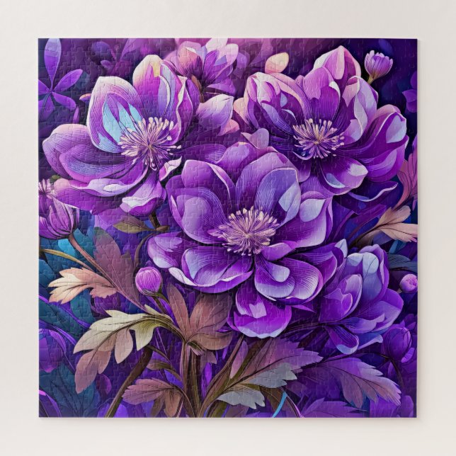 Puzzle Peinture de fleurs violettes (Vertical)
