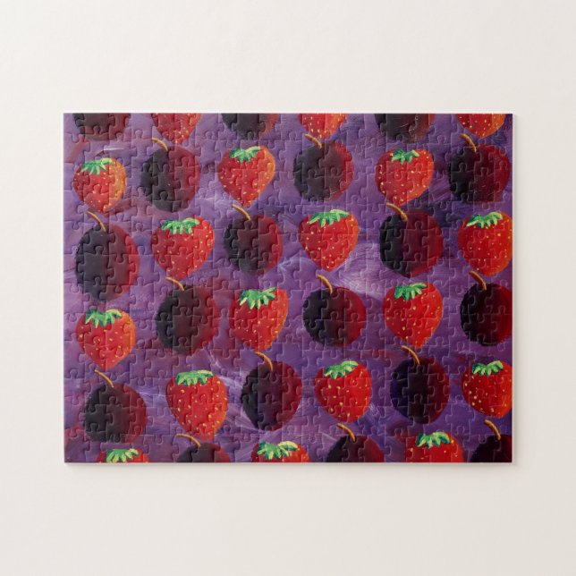 Puzzle Peinture de fraises et de prunes (Horizontal)