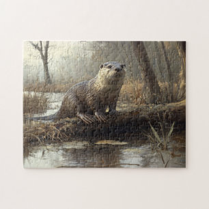 Puzzle Peinture de la faune de la Otter de la rivière Rus