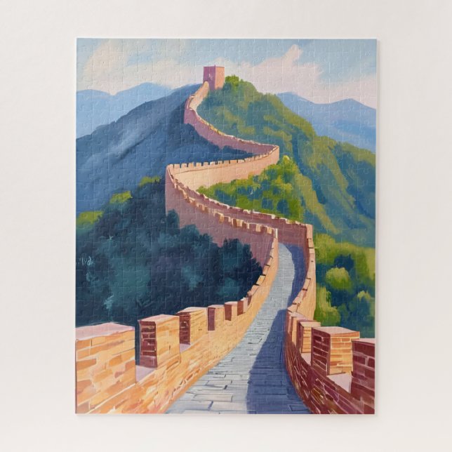 Puzzle Peinture de la Grande Muraille de Chine Aquarelle (Vertical)