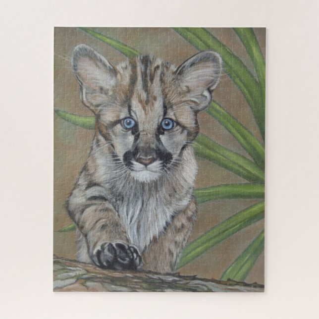 Puzzle peinture de la jolie cougar kitten gros chat faune (Vertical)