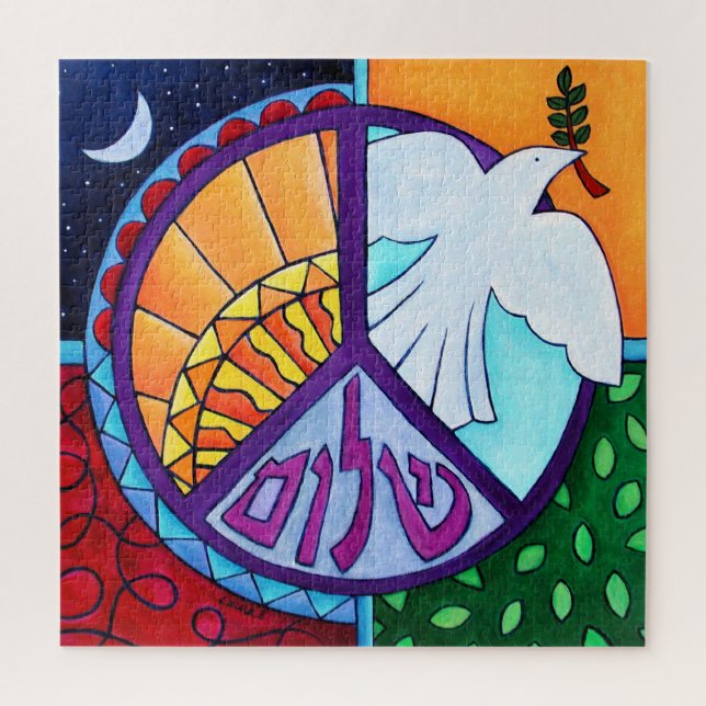 Puzzle Peinture de la paix de la colombe Shalom (Vertical)