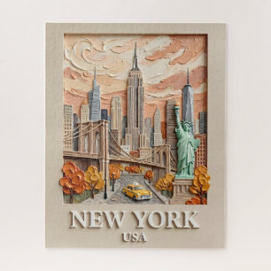 Puzzle Peinture de la skyline texturée 3D vintage de la v