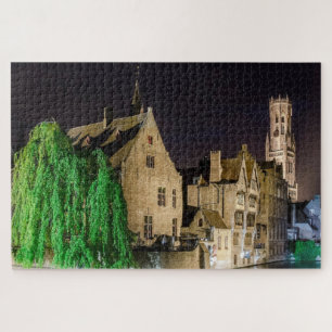 Puzzle Peinture de la vieille ville de Bruges et tour du