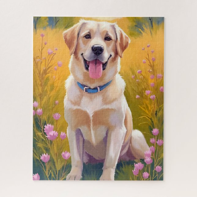 Puzzle Peinture de Labrador Retriever chien jaune Lab  (Vertical)