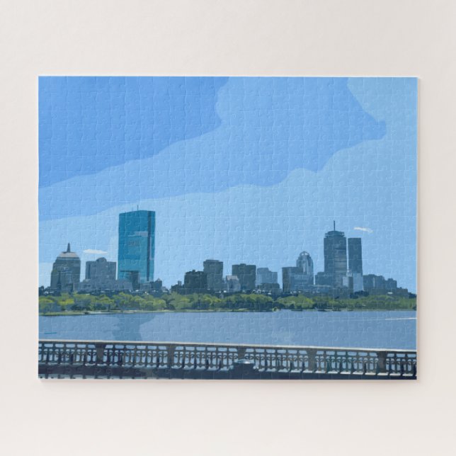 Puzzle Peinture de l'horizon de Boston sur la rivière Cha (Horizontal)
