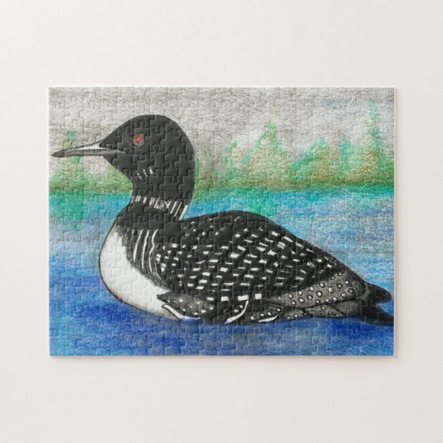 Puzzle Peinture de Loon Faune Aquarelle Art (Horizontal)