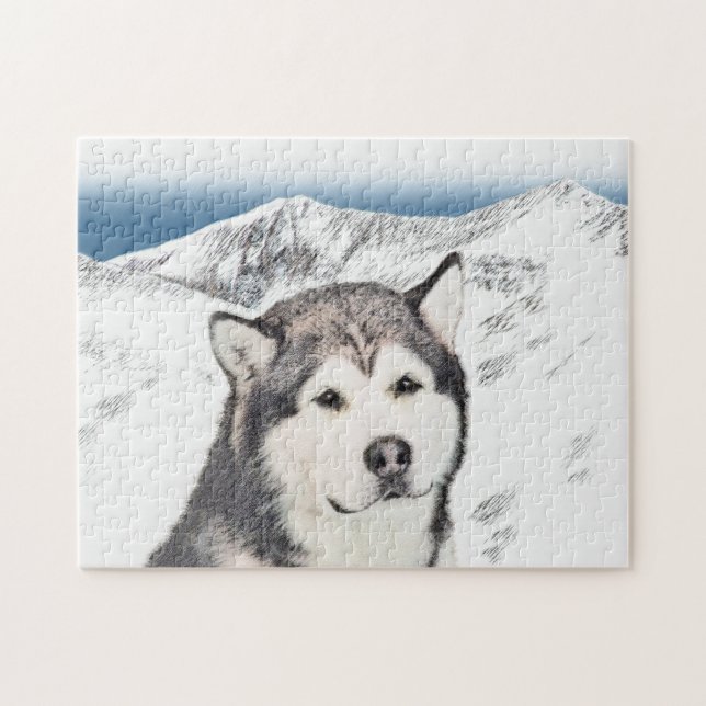 Puzzle Peinture de malamut en Alaska - jolie art original (Horizontal)