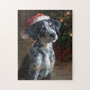 Puzzle Peinture de Noël de chiot Catahoula Leopard Hound