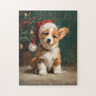 Puzzle Peinture de Noël de chiot Welsh Corgi