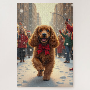 Puzzle Peinture de Noël de défilé de Noël de Cocker Spani