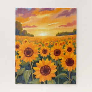 Puzzle Peinture de paysage de coucher de soleil dans un c