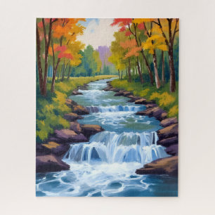 Puzzle Peinture de paysage naturel de cascade