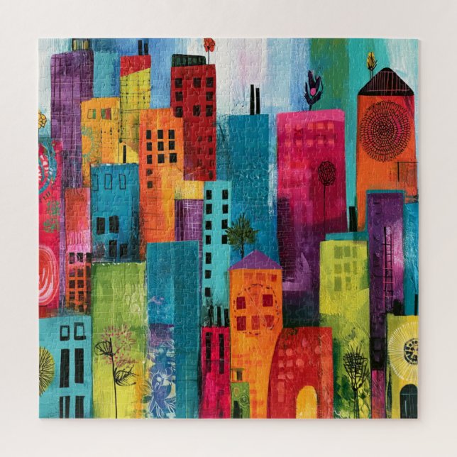 Puzzle Peinture de paysage urbain abstrait (Vertical)